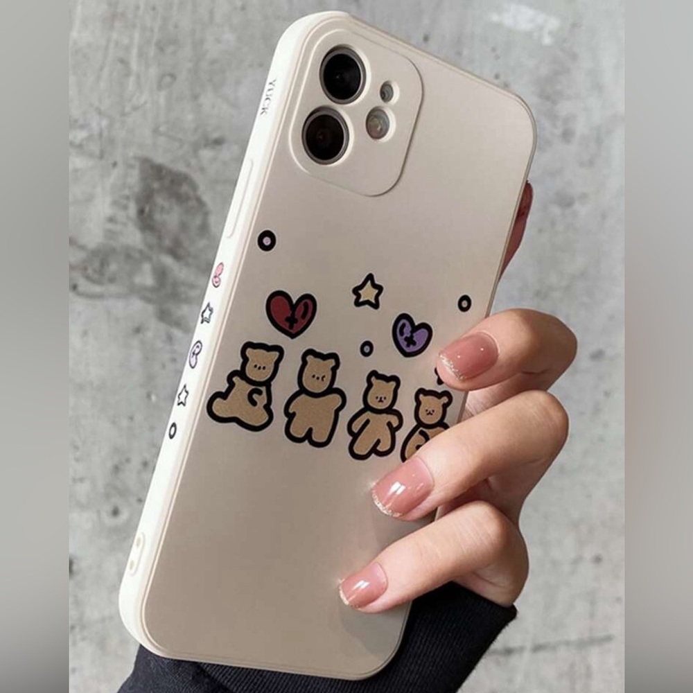 Cartoon Bear Phone Case Beige